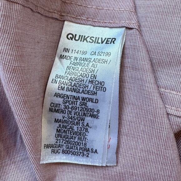 QUIKSILVER Modern Fit;  Long sleeve, button down, shirt, size Medium, Light Red - Picture 8 of 10